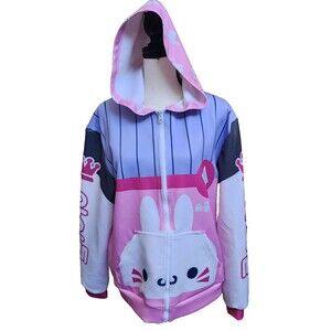 WEEB D.Va Anime Bunny Hoodie Full Zip Size L/XL